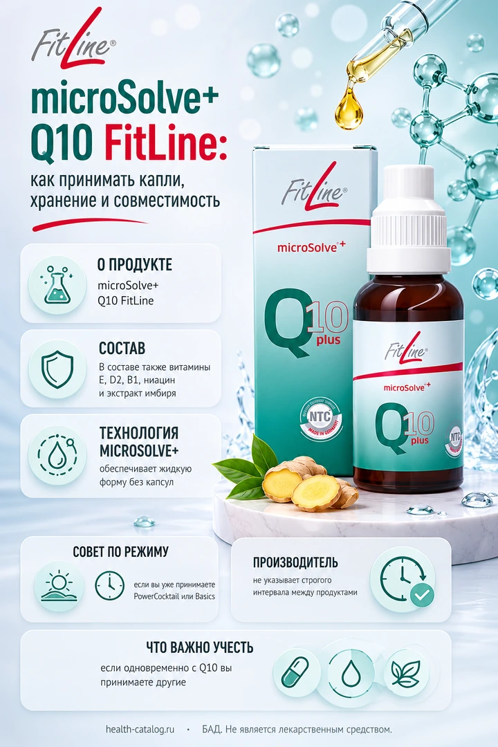 microSolve+ Q10 FitLine: как принимать капли, хранение и совместимость