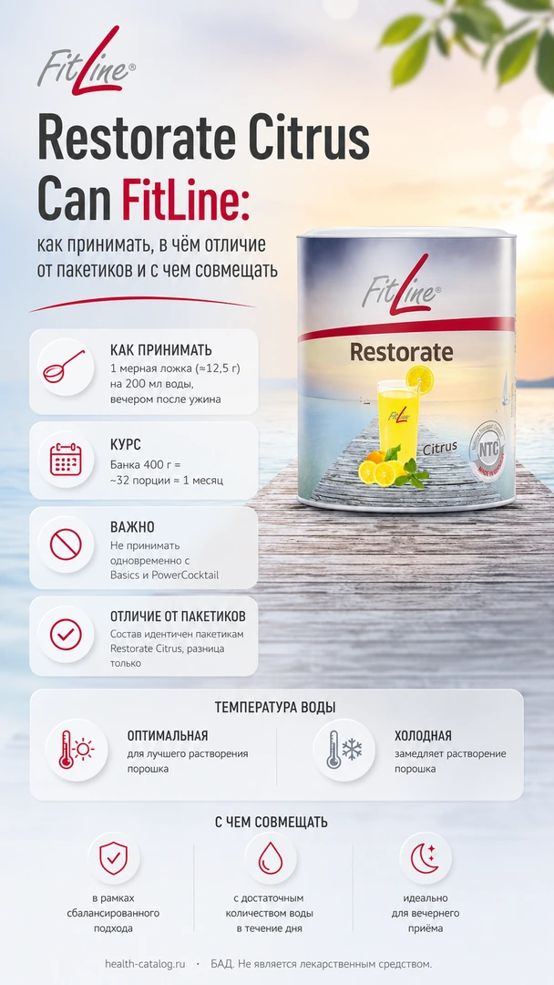 Restorate Citrus Can FitLine: как принимать, в чём отличие от пакетиков и с чем совмещать